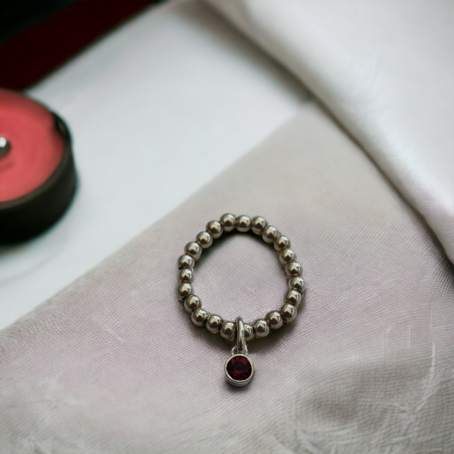 Garnet Birthstone Charm Ring