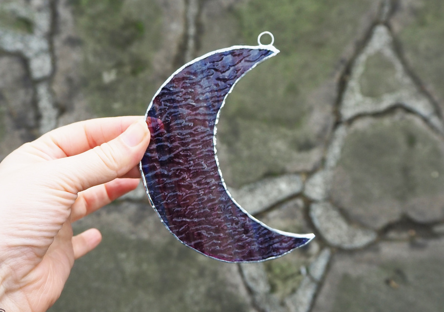 Stained Glass Crescent Moon Sun Catcher 