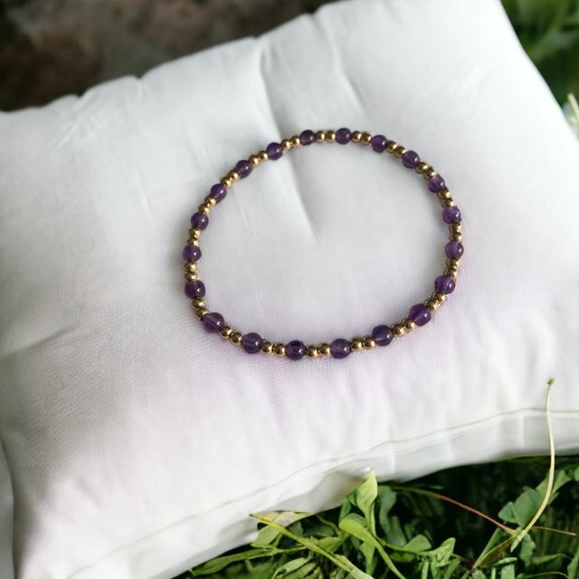 Amethyst with Gold Gemstone Bracelet