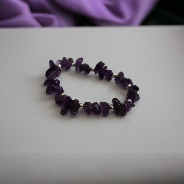 Amethyst with Silver Gemstone Bracelet