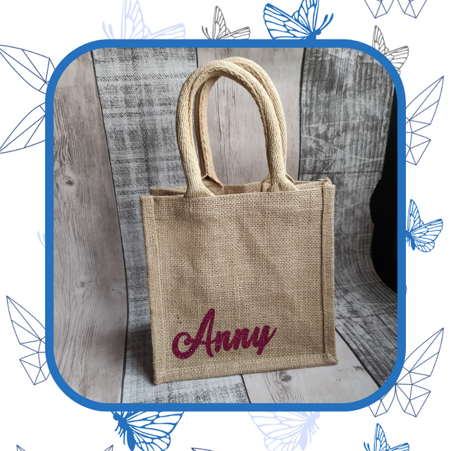 Small Jute Shopping Bag Eco-Reusable Gift Tote Lunch (H20xW20x13cm)