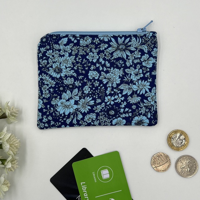 Liberty Floral Coin Purse, Blue Flowers