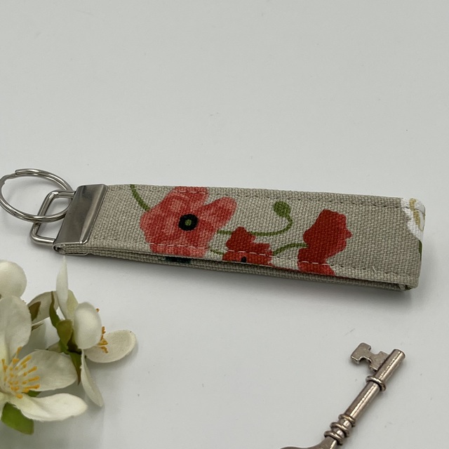 Poppy Meadow Fabric Key Fob, Keyring, Wristlet