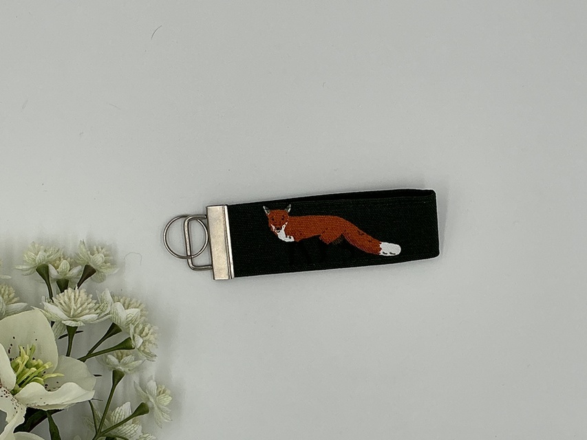 Fox Fabric Key Fob, Key Ring