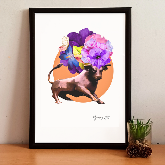 The Bull Bullring Floral Collage Print A4